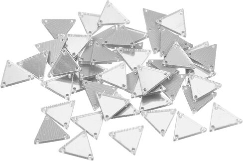 MECCANIXITY 50pcs Sew on Triangle Acrylic Mirror Piece Flat Back DIY Mirrored Rhinestones Mirror Beads for Evening Dresses Cloth Garment Black 16x16mm in Saudi Arabia