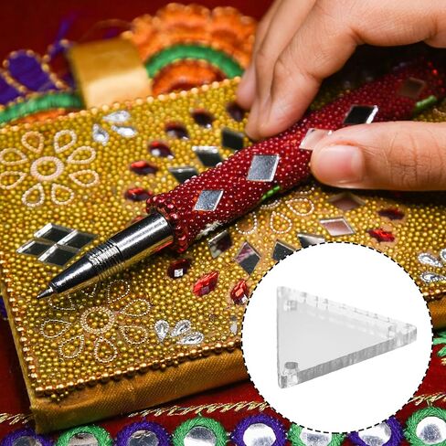MECCANIXITY 50pcs Sew on Triangle Acrylic Mirror Piece Flat Back DIY Mirrored Rhinestones Mirror Beads for Evening Dresses Cloth Garment Black 16x16mm in Saudi Arabia