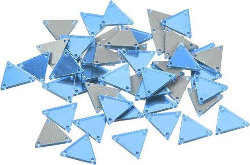 MECCANIXITY 50pcs Sew on Triangle Acrylic Mirror Piece Flat Back DIY Mirrored Rhinestones Mirror Beads for Evening Dresses Cloth Garment Black 16x16mm in Saudi Arabia