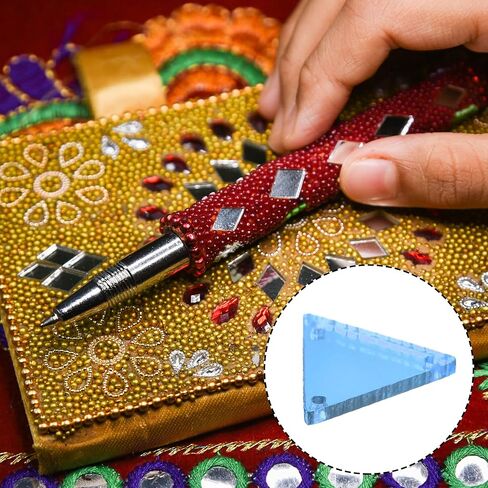MECCANIXITY 50pcs Sew on Triangle Acrylic Mirror Piece Flat Back DIY Mirrored Rhinestones Mirror Beads for Evening Dresses Cloth Garment Black 16x16mm in Saudi Arabia