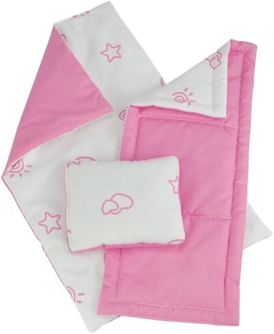 Emily Rose Pink and White 14-inch Doll Bed Gift Set - Includes Bedding and Matching 14" Doll PJs Pajamas! | Compatible with Glitter Girls Dolls in Saudi Arabia