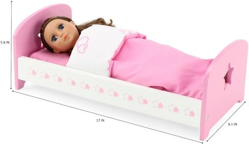 Emily Rose Pink and White 14-inch Doll Bed Gift Set - Includes Bedding and Matching 14" Doll PJs Pajamas! | Compatible with Glitter Girls Dolls in Saudi Arabia