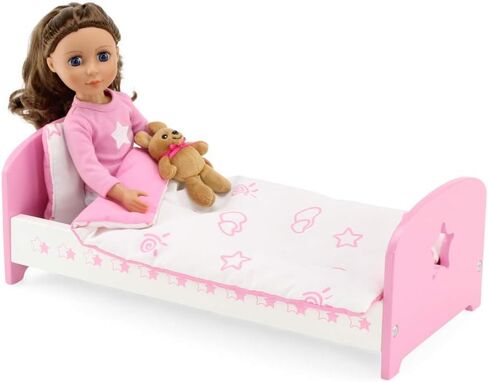 Emily Rose Pink and White 14-inch Doll Bed Gift Set - Includes Bedding and Matching 14" Doll PJs Pajamas! | Compatible with Glitter Girls Dolls in Saudi Arabia