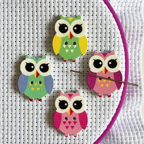 DPXWCCH 4 Pieces Owl Needle Minders, Magnetic Wooden Needle Nanny, Cross Stitch Embroidery Needlework Accessories in Kuwait