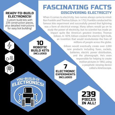 مجموعة إنشاء كهرباء #MINDBLOWN من ديسكفري ، 10 مجموعات بناء روبوتية و7 تجارب دوائر إلكترونية، وألعاب تعلم STEM للأولاد والبنات والأطفال والمراهقين in Kuwait