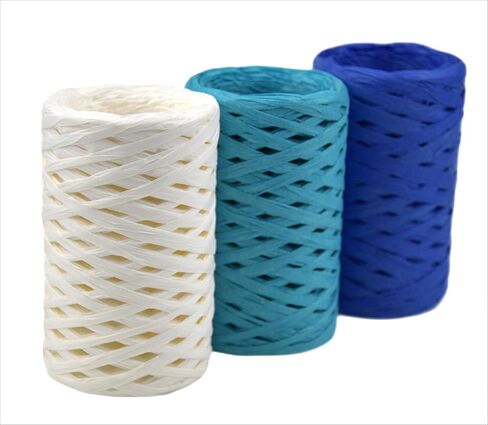 ورق تغليف الهدايا بشريط من J JIAYU Raffia مصنوع من 3 بكرات 200 ياردة لهدايا العطلات، مناسب لعيد الميلاد in Kuwait