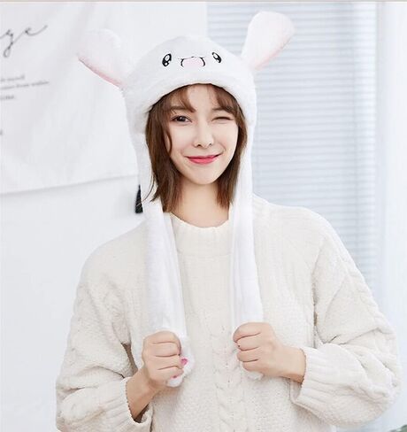 AIYUENCICI مضحك القطيفة قبعة الأرنب الأذن تتحرك القفز القبعات لطيف الأرنب قبعة قبعة للنساء الفتيات تأثيري حزب عطلة in Kuwait