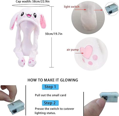 AIYUENCICI مضحك القطيفة قبعة الأرنب الأذن تتحرك القفز القبعات لطيف الأرنب قبعة قبعة للنساء الفتيات تأثيري حزب عطلة in Kuwait