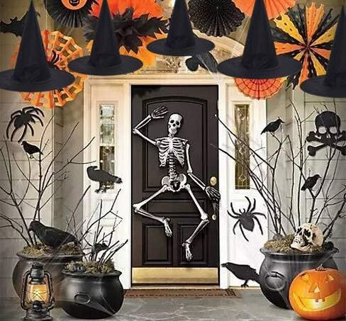 16 قطعة من قبعة الساحرة السوداء للهالوين للحفلات التنكرية، ملحقات يومية لحفلات الهالوين والكرنفالات، لون اسود in Kuwait