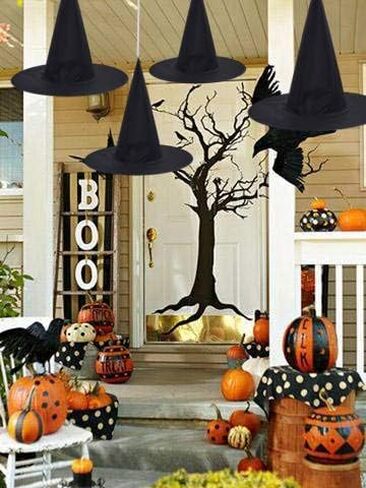 16 قطعة من قبعة الساحرة السوداء للهالوين للحفلات التنكرية، ملحقات يومية لحفلات الهالوين والكرنفالات، لون اسود in Kuwait