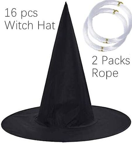 16 قطعة من قبعة الساحرة السوداء للهالوين للحفلات التنكرية، ملحقات يومية لحفلات الهالوين والكرنفالات، لون اسود in Kuwait