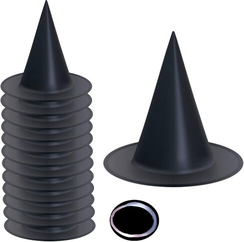 16 قطعة من قبعة الساحرة السوداء للهالوين للحفلات التنكرية، ملحقات يومية لحفلات الهالوين والكرنفالات، لون اسود in Kuwait