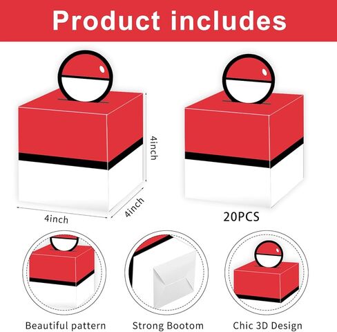 صناديق هدايا كرات بيضاء وحمراء من Nuwontun - 20 قطعة من أكياس هدايا الهدايا، أكياس هدايا للحفلات ذات طابع كروي أحمر وأبيض، مستلزمات تزيين، مقاس 4 × 4 × 4 بوصة (عبوة من 20 قطعة) in Kuwait