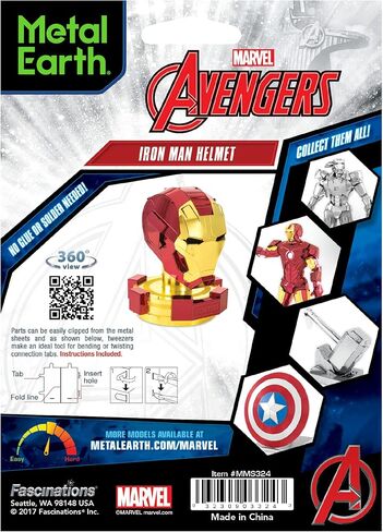Metal Earth Fascinations Marvel Iron Man Helmet 3D Metal Model Kit Bundle with Tweezers in Saudi Arabia