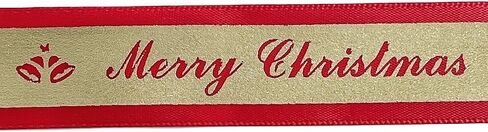 شريط QIANF لعيد الميلاد، مقاس 2.54 سم × 25 ياردة، أشرطة لامعة ذهبية متلألئة مع نص عيد ميلاد سعيد لتغليف الهدايا، الحرف اليدوية اليدوية، زينة عيد الميلاد، أحمر in Kuwait