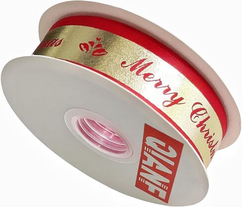 شريط QIANF لعيد الميلاد، مقاس 2.54 سم × 25 ياردة، أشرطة لامعة ذهبية متلألئة مع نص عيد ميلاد سعيد لتغليف الهدايا، الحرف اليدوية اليدوية، زينة عيد الميلاد، أحمر in Kuwait