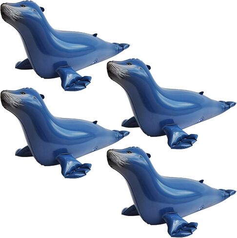 مجموعة العاب حيوانات قابلة للنفخ بطول 20 انش مكونة من 4 قطع لديكور المنزل ولوازم الحفلات للاطفال والكبار من جت كرييشنز an-SEAL4، متعددة الالوان in Kuwait