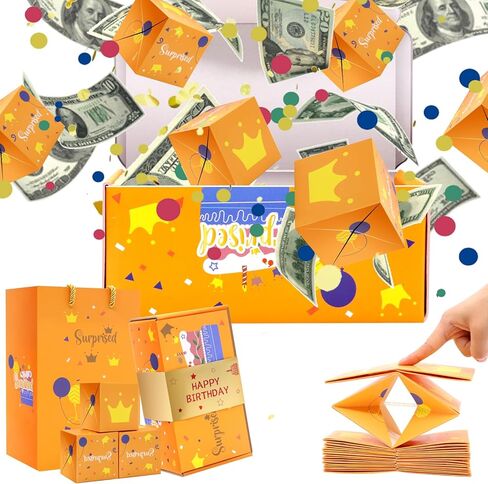زوكون صندوق هدايا مفاجآت انفجار مقابل المال، صندوق هدايا لمفاجآت عيد الميلاد مع قصاصات ورق نقود، صندوق هدايا بتصميم انفجار منبثق لعيد الميلاد والذكرى السنوية والكريسماس وعيد الحب in Kuwait