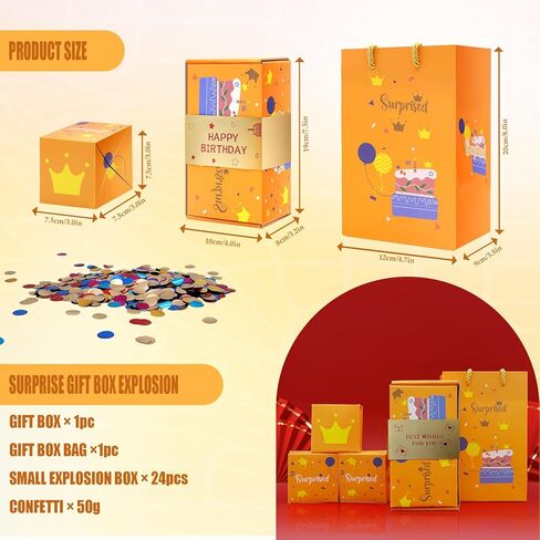 زوكون صندوق هدايا مفاجآت انفجار مقابل المال، صندوق هدايا لمفاجآت عيد الميلاد مع قصاصات ورق نقود، صندوق هدايا بتصميم انفجار منبثق لعيد الميلاد والذكرى السنوية والكريسماس وعيد الحب in Kuwait