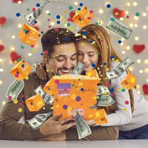 زوكون صندوق هدايا مفاجآت انفجار مقابل المال، صندوق هدايا لمفاجآت عيد الميلاد مع قصاصات ورق نقود، صندوق هدايا بتصميم انفجار منبثق لعيد الميلاد والذكرى السنوية والكريسماس وعيد الحب in Kuwait