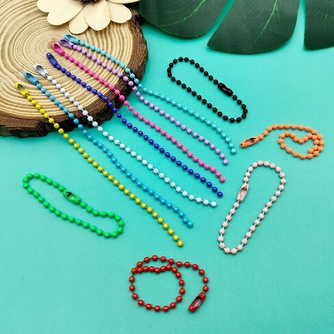 120Pcs Ball Chains Bead Connector Clasp,2.4 mm Nickel Plated Ball Chain Necklace Ball Bead Chain Extension Keychain Chains for Key Chains,Tags,Craft Projects,Dog Tag Ball Chain Jewelry Findings in Saudi Arabia