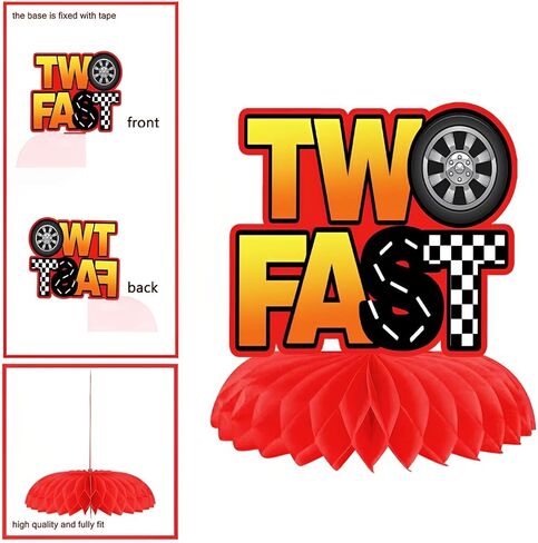 قطع مركزية لطاولة عيد الميلاد بتصميم سيارة سباق على شكل خلية النحل، 10 قطع من أغطية الطاولة ثلاثية الابعاد لاثنين من ديكورات حفلات اعياد الميلاد ذات الطابع السريع بنمط مربعات، لوازم حفلات السباق in Kuwait