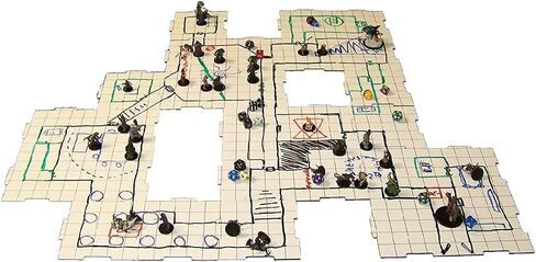 بلاط زنزانة قابل للمسح الجاف، مجموعة كومبو من 5 مربعات متشابكة مقاس 10 انش وستة عشر 5 انش للعب الادوار والالعاب المصغرة على سطح الطاولة in Kuwait