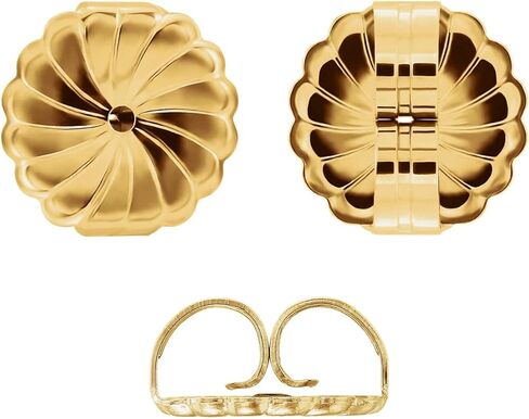 مجموعة من الفضة الإسترلينية 925 و 14 قيراط أقراط كبيرة مملوءة بالذهب الأصفر للأظافر | قرط خلفي للدلية | قفل قرط ممتاز | ظهر قرط آمن لا يسبب الحساسية (زوجان) in Kuwait