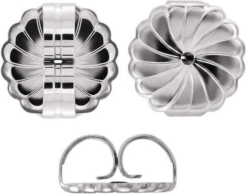 مجموعة من الفضة الإسترلينية 925 و 14 قيراط أقراط كبيرة مملوءة بالذهب الأصفر للأظافر | قرط خلفي للدلية | قفل قرط ممتاز | ظهر قرط آمن لا يسبب الحساسية (زوجان) in Kuwait