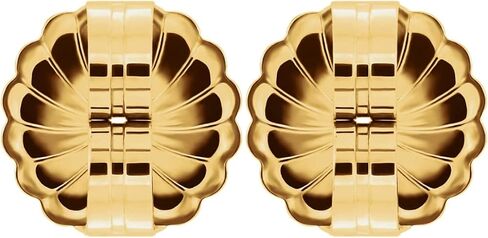 مجموعة من الفضة الإسترلينية 925 و 14 قيراط أقراط كبيرة مملوءة بالذهب الأصفر للأظافر | قرط خلفي للدلية | قفل قرط ممتاز | ظهر قرط آمن لا يسبب الحساسية (زوجان) in Kuwait