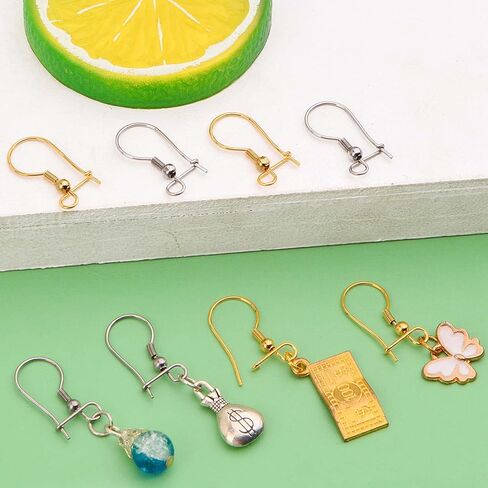 50pcs Stainless Steel Earring Fish Hooks Hypo-allergenic Closable Openable Ear Wires Hooks Anti-Drop Earring Connector Findings for DIY Jewelry Making Supplies, 2 Colors in Kuwait