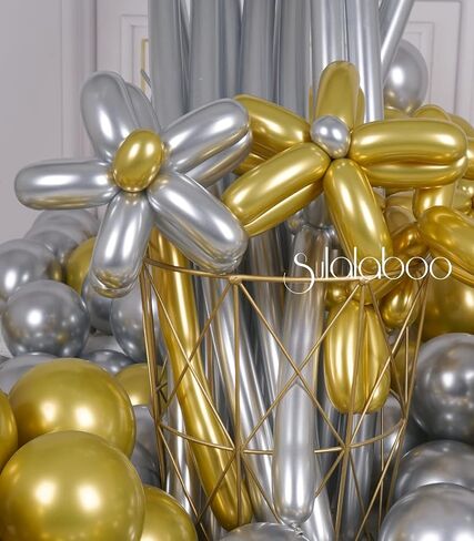 SULALABOO ميتاليك 260 بالونة، 80 قطعة من بالونات اللاتكس متعددة الألوان طويلة لامعة لزهور ملتوية وحيوانات لحفلات أعياد الميلاد والذكرى السنوية وحفلات الزفاف أو غيرها من المناسبات والمهرجانات in Kuwait