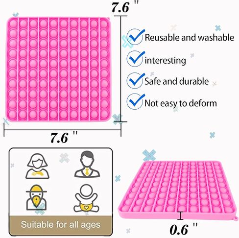 جينوفيجا لعبة عملاقة للاطفال والمراهقين، كبيرة الحجم 100 ضغطة حسية اوستيم لتخفيف التوتر واضطراب فرط الحركة ونقص الانتباه، جوائز لعبة بيناتا ستوفر سكوير بينك in Kuwait