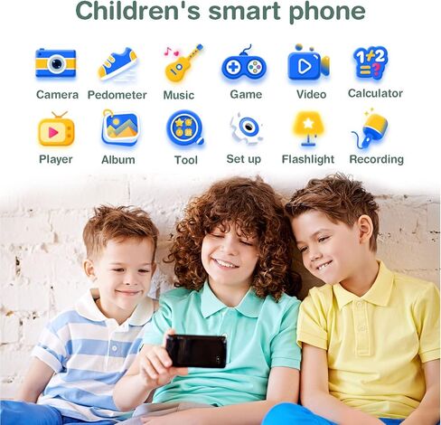 PTHTECHUS® Kids Phone Toy for Boys Girls, 3.8 "Touch Screen Toddler Smartphone with Fun Cameras 16 Games MP3 Music Player Audio Recorder Pedometer Torch Alarm Clock Children Phone for Ages 4-14 in Kuwait