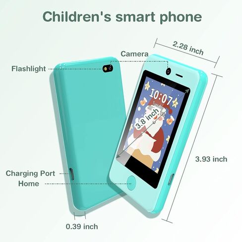 PTHTECHUS® Kids Phone Toy for Boys Girls, 3.8 "Touch Screen Toddler Smartphone with Fun Cameras 16 Games MP3 Music Player Audio Recorder Pedometer Torch Alarm Clock Children Phone for Ages 4-14 in Kuwait