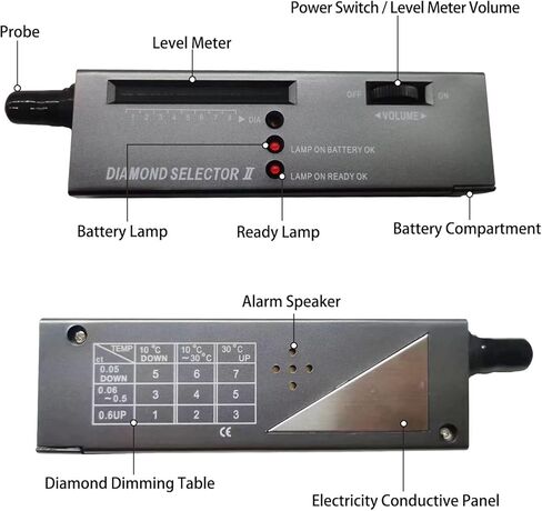 جهاز اختبار الماس عالي الدقة، اداة اختبار الماس الالكترونية المحمولة صغيرة LED قابلة للطي لتحديد الماس اليشم اليشم للمبتدئين والخبراء، مقياس التوصيل الحراري in Kuwait