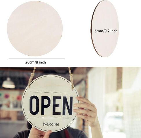 24 Pack 8 Inch Wooden Circles for Crafts 0.2" Thick Unfinished Round Wood Slices Natural Rounds Wooden Cutouts Blank Round Wood Discs for DIY Crafts Door Hanger Wedding Home Hanging Sign Decoration in Saudi Arabia