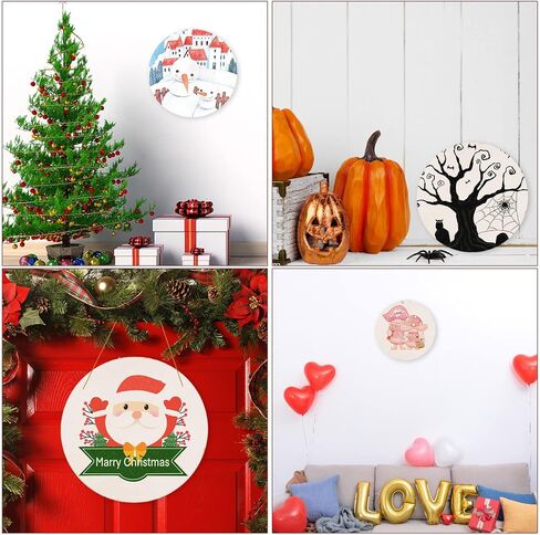 24 Pack 8 Inch Wooden Circles for Crafts 0.2" Thick Unfinished Round Wood Slices Natural Rounds Wooden Cutouts Blank Round Wood Discs for DIY Crafts Door Hanger Wedding Home Hanging Sign Decoration in Saudi Arabia