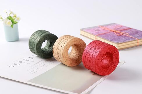 Syuangz 3 Rolls Red Green Kraft 1/4" by 492 Feet Raffia Ribbon/String, 164Feet Each Roll, Packing Paper Twine for Christmas in Saudi Arabia