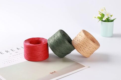 Syuangz 3 Rolls Red Green Kraft 1/4" by 492 Feet Raffia Ribbon/String, 164Feet Each Roll, Packing Paper Twine for Christmas in Saudi Arabia