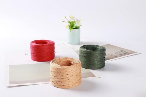 Syuangz 3 Rolls Red Green Kraft 1/4" by 492 Feet Raffia Ribbon/String, 164Feet Each Roll, Packing Paper Twine for Christmas in Saudi Arabia