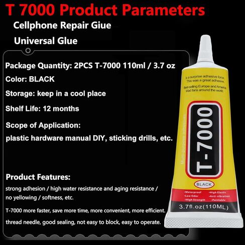 4 عبوات من غراء T7000 متعدد الأغراض لصنع المجوهرات، وحرف أحجار الراين، وغراء T-7000 أسود فائق اللصق (15 مل/0.5 أونصة) in Kuwait