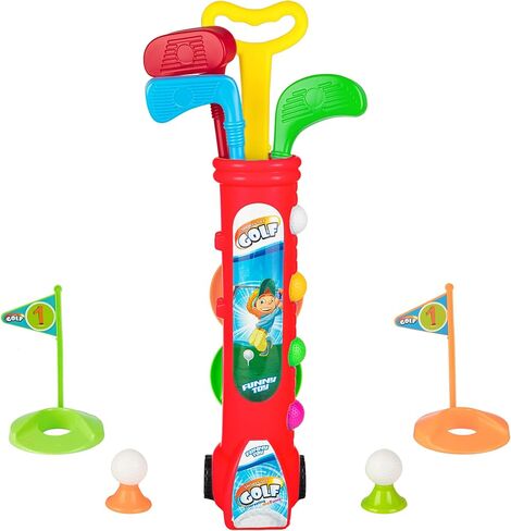 مجموعة نوادي الجولف Liberry Kids، لعبة جولف مع عربة جولف واحدة، 3 مضارب جولف، فتحتين للتدريب، 2 تيشيرت جولف و6 كرات، لعبة تمرين في الهواء الطلق للأطفال من عمر 3 إلى 4 سنوات، للأولاد والبنات (أحمر) in Kuwait