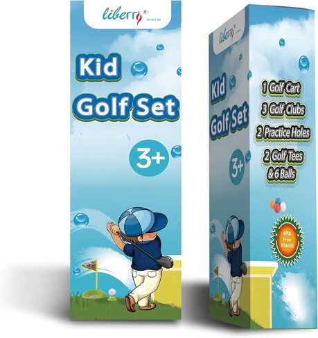 مجموعة نوادي الجولف Liberry Kids، لعبة جولف مع عربة جولف واحدة، 3 مضارب جولف، فتحتين للتدريب، 2 تيشيرت جولف و6 كرات، لعبة تمرين في الهواء الطلق للأطفال من عمر 3 إلى 4 سنوات، للأولاد والبنات (أحمر) in Kuwait