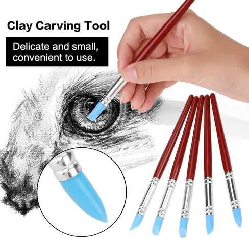 5Pcs Rubber Tip Paint Brushes for Clay Pottery Sculpture Fingerprint Color Shaping Modeling DIY Shaping Carving Tool in Saudi Arabia