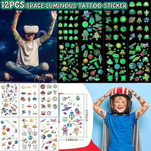 هدايا حفلات الفضاء الخارجي 124 قطعة من اكياس هدايا الفضاء مع العاب كبيرة وكرات نطاطة على شكل كوكب وسلسلة مفاتيح وشم مؤقت متوهج وما الى ذلك لمستلزمات حفلات اعياد الميلاد وجوائز الفصل الدراسي وهدايا عيد in Kuwait