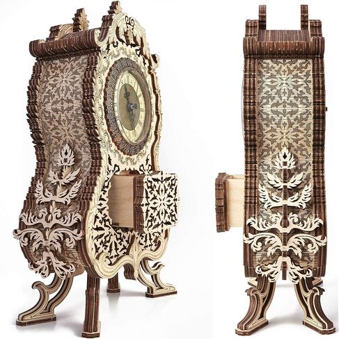 مجموعة نموذج ساعة طاولة انالوج كلاسيكية للبالغين والاطفال - حجرة تخزين سرية - بطارية ايه ايه واحدة - آلية مسح صامتة دقيقة ممتازة - 12 × 7 انش - احجية خشبية ثلاثية الابعاد in Kuwait