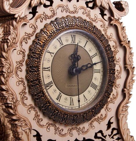 مجموعة نموذج ساعة طاولة انالوج كلاسيكية للبالغين والاطفال - حجرة تخزين سرية - بطارية ايه ايه واحدة - آلية مسح صامتة دقيقة ممتازة - 12 × 7 انش - احجية خشبية ثلاثية الابعاد in Kuwait