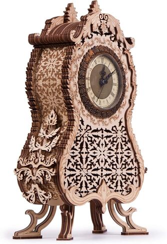 مجموعة نموذج ساعة طاولة انالوج كلاسيكية للبالغين والاطفال - حجرة تخزين سرية - بطارية ايه ايه واحدة - آلية مسح صامتة دقيقة ممتازة - 12 × 7 انش - احجية خشبية ثلاثية الابعاد in Kuwait