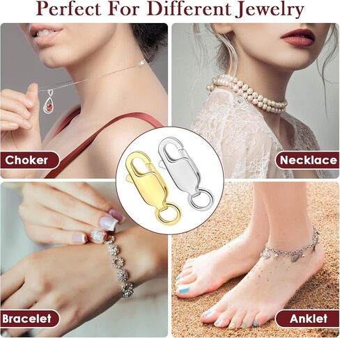 مشبك لوبستر من الفضة الاسترلينية عيار 925 من مودا كرافت، 6 قطع مع حلقات وصل مغلقة، مشابك لوبستر ايطالي مضادة للحساسية لصنع القلائد والاساور والمجوهرات (3 فضي 3 ذهبي، 0.47 × 0.15 انش) in Kuwait